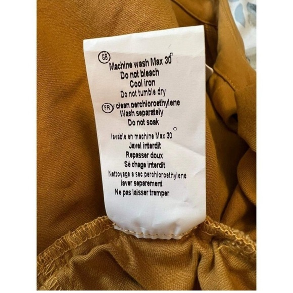 Anthro See U Soon Womens Yellow Long Sleeve Shirt Romper sz Small Button - Picture 8 of 11